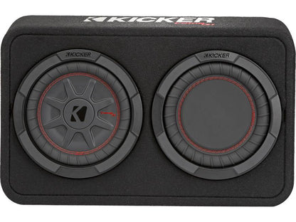 Kicker 48TCWRT82 Truck-style sealed enclosure with single 8" CompRT® subwoofer and passive radiator