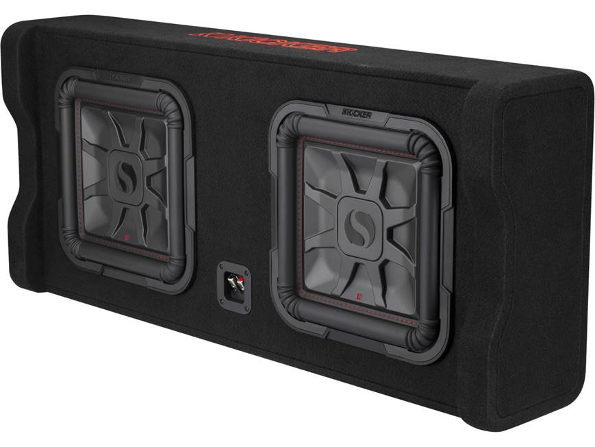 Kicker 49DL7TDF122 Sealed downward-firing enclosure with two L7T 12" shallow-mount square subwoofers