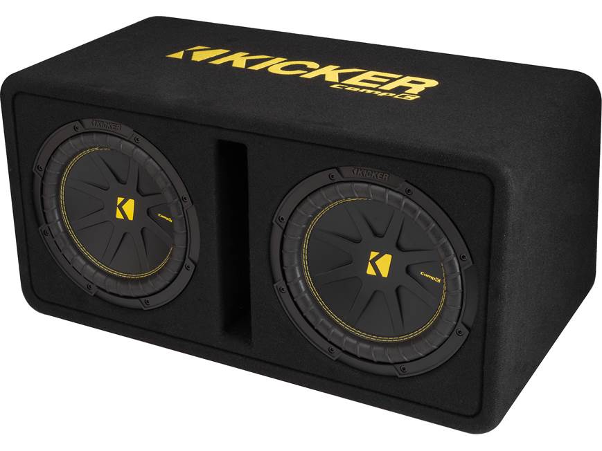 Kicker 50DCWC102 2-ohm ported enclosure with two 10" CompC subwoofers