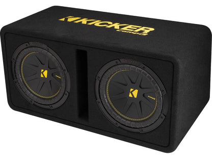 Kicker 50DCWC102 2-ohm ported enclosure with two 10" CompC subwoofers
