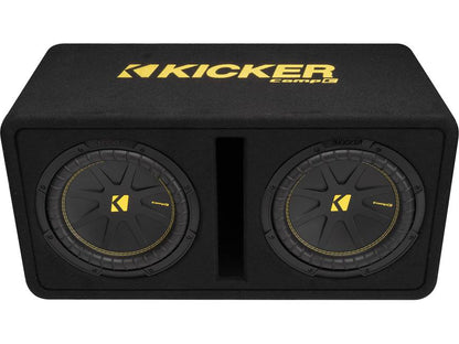 Kicker 50DCWC102 2-ohm ported enclosure with two 10" CompC subwoofers