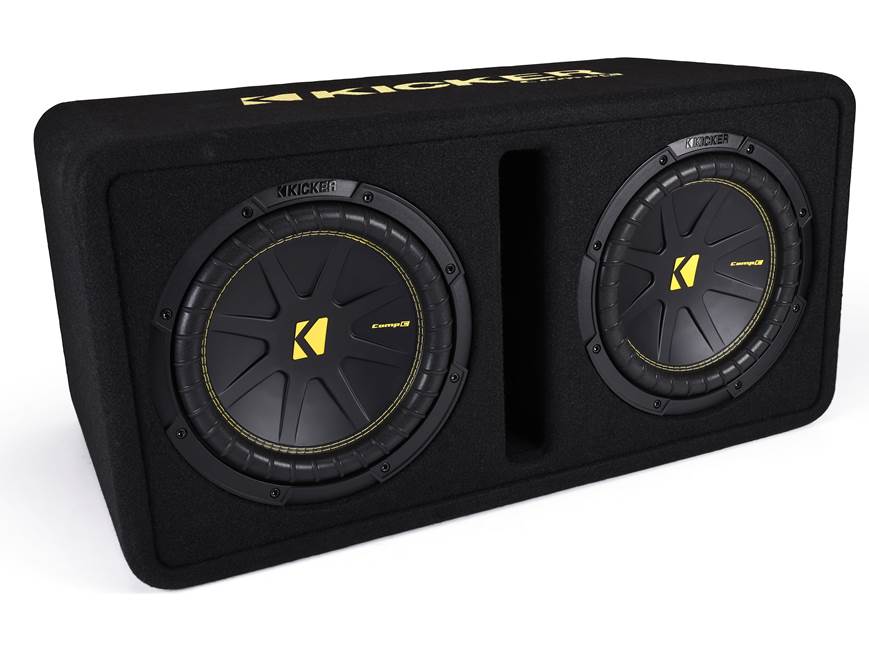 Kicker 50DCWC102 2-ohm ported enclosure with two 10" CompC subwoofers