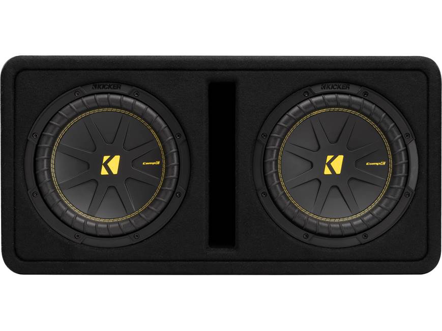 Kicker 50DCWC102 2-ohm ported enclosure with two 10" CompC subwoofers