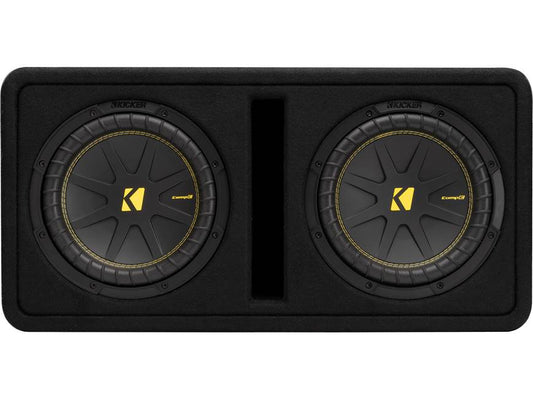 Kicker 50DCWC102 2-ohm ported enclosure with two 10" CompC subwoofers