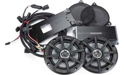 Kicker 50HDS144 Audio kit with 6-1/2" speakers, amplifier, and harnesses for 2014-up Harley-Davidson Electra Glide, Street Glide, Ultra Glide, and Trikes