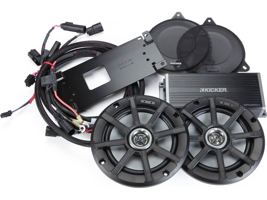 Kicker 50HDS144 Audio kit with 6-1/2" speakers, amplifier, and harnesses for 2014-up Harley-Davidson Electra Glide, Street Glide, Ultra Glide, and Trikes