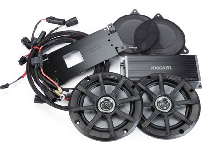 Kicker 50HDS144 Audio kit with 6-1/2" speakers, amplifier, and harnesses for 2014-up Harley-Davidson Electra Glide, Street Glide, Ultra Glide, and Trikes