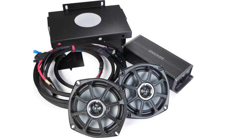 Kicker 50HDS962 Audio kit with 5-1/4" speakers, 4-channel amplifier, and harnesses for select 1996-2013 Harley-Davidson Street Glide, Electra Glide, and Ultra Glide