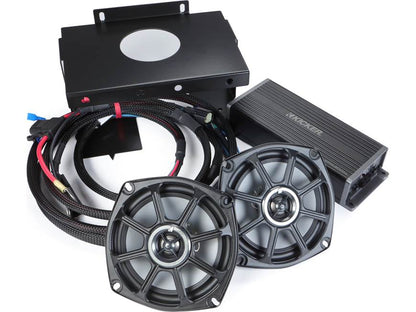 Kicker 50HDS962 Audio kit with 5-1/4" speakers, 4-channel amplifier, and harnesses for select 1996-2013 Harley-Davidson Street Glide, Electra Glide, and Ultra Glide