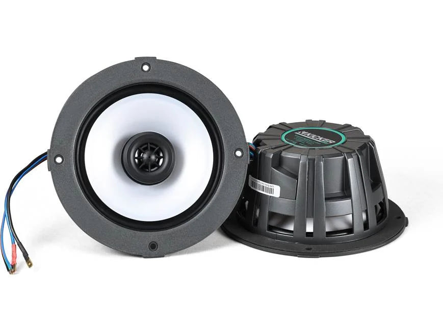 Kicker 51KM614FL 6-1/2" marine 2-way speakers with RGB LEDs and 2 sets of grilles