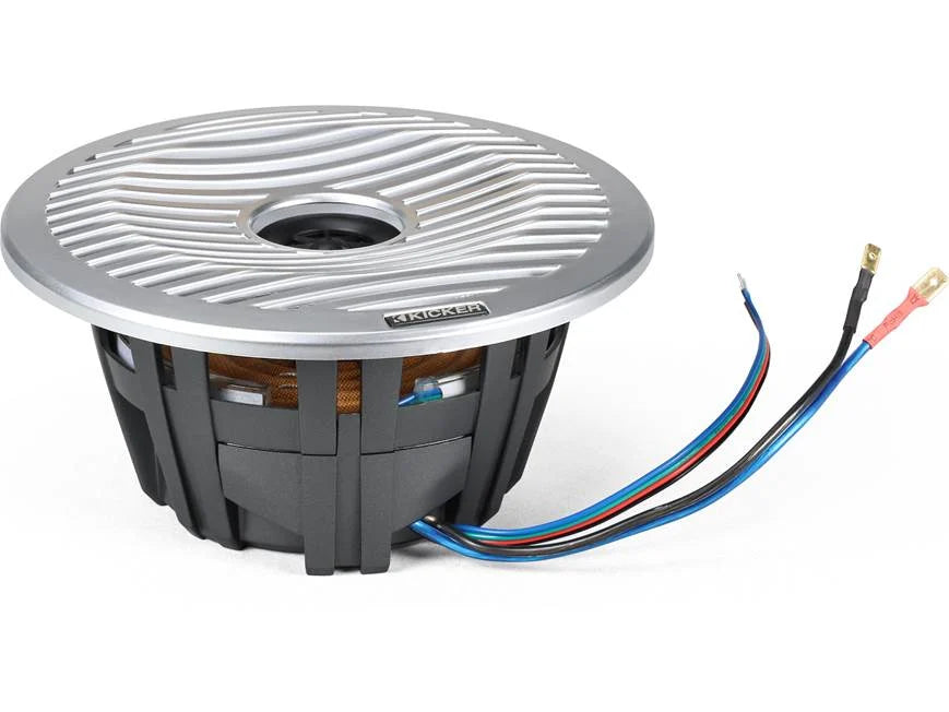 Kicker 51KM614FL 6-1/2" marine 2-way speakers with RGB LEDs and 2 sets of grilles