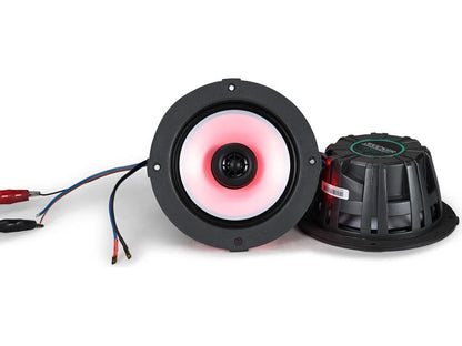 Kicker 51KM614FL 6-1/2" marine 2-way speakers with RGB LEDs and 2 sets of grilles