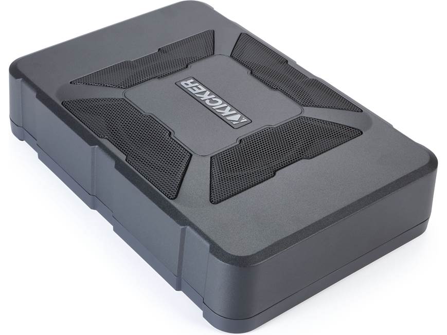 Kicker 51HS8 Hideaway™ compact powered subwoofer with 8" sub and 150-watt amp