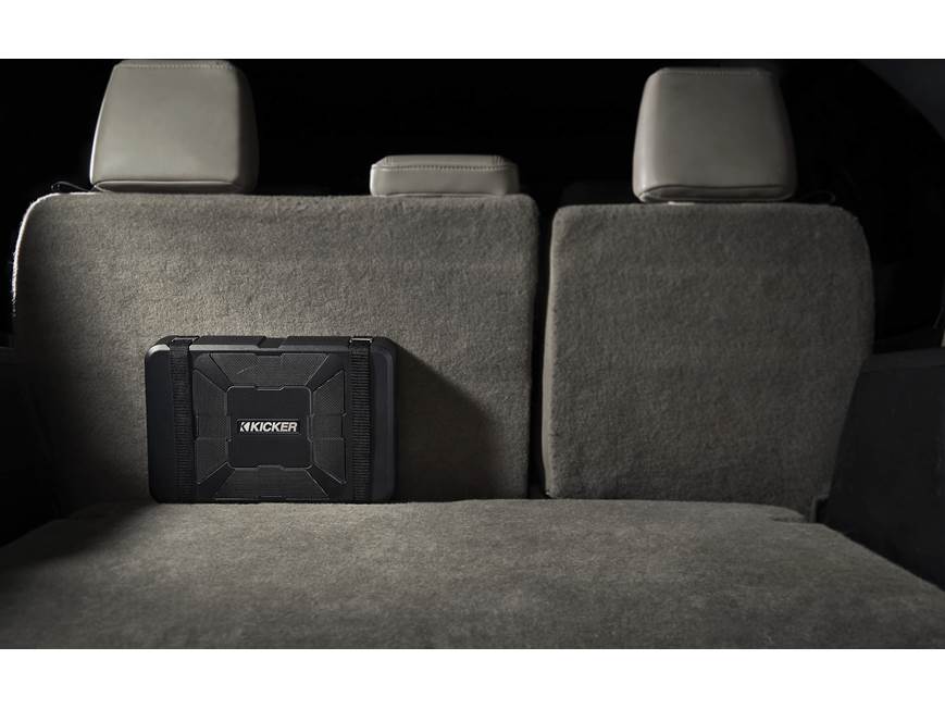 Kicker 51HS8 Hideaway™ compact powered subwoofer with 8" sub and 150-watt amp