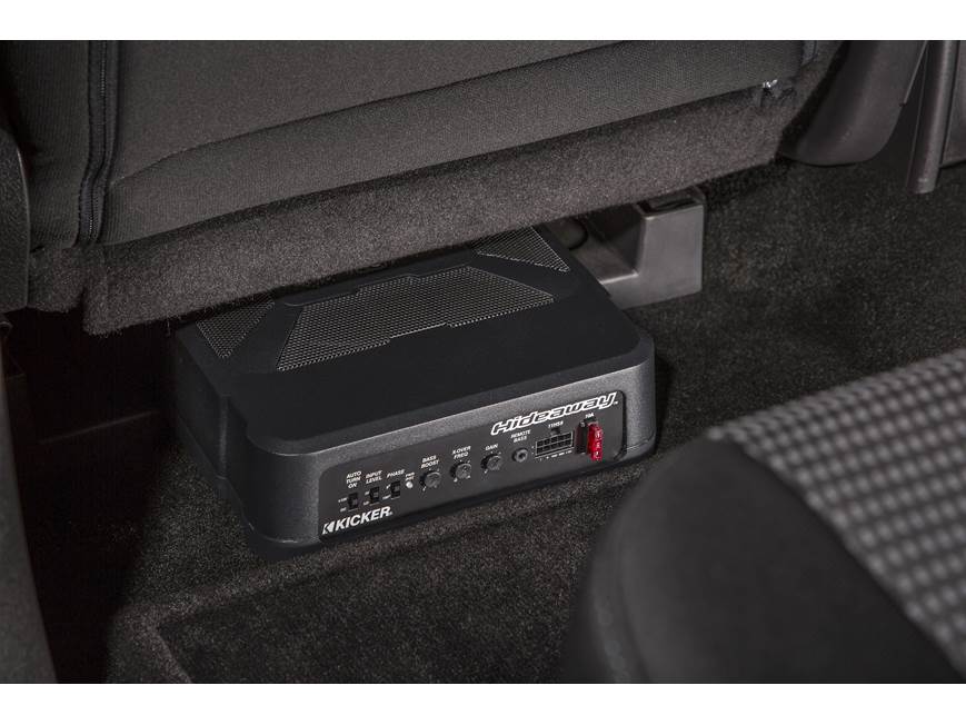 Kicker 51HS8 Hideaway™ compact powered subwoofer with 8" sub and 150-watt amp