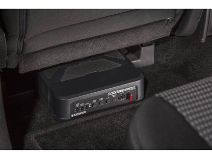 Kicker 51HS8 Hideaway™ compact powered subwoofer with 8" sub and 150-watt amp