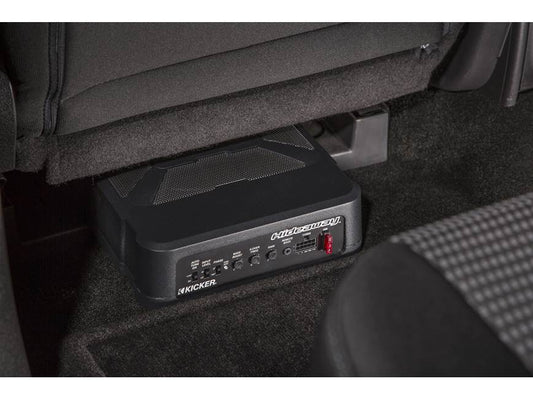 Kicker 51HS8 Hideaway™ compact powered subwoofer with 8" sub and 150-watt amp