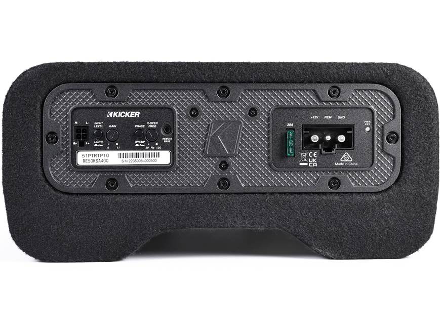 Kicker 51PTRTP10 Low-profile down-firing 400-watt powered enclosure with CompRT® 10" shallow-mount subwoofer and passive radiator