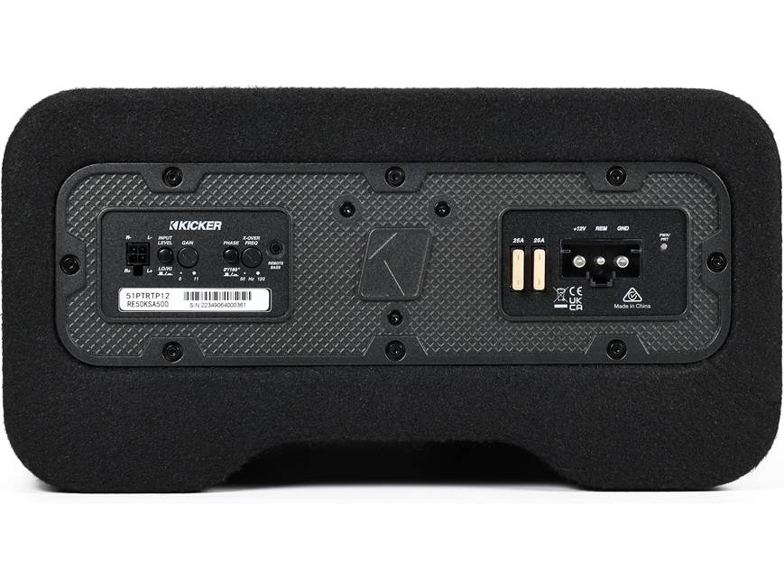 Kicker 51PTRTP12 Low-profile down-firing 500-watt powered enclosure with CompRT® 12" shallow-mount subwoofer and passive radiator