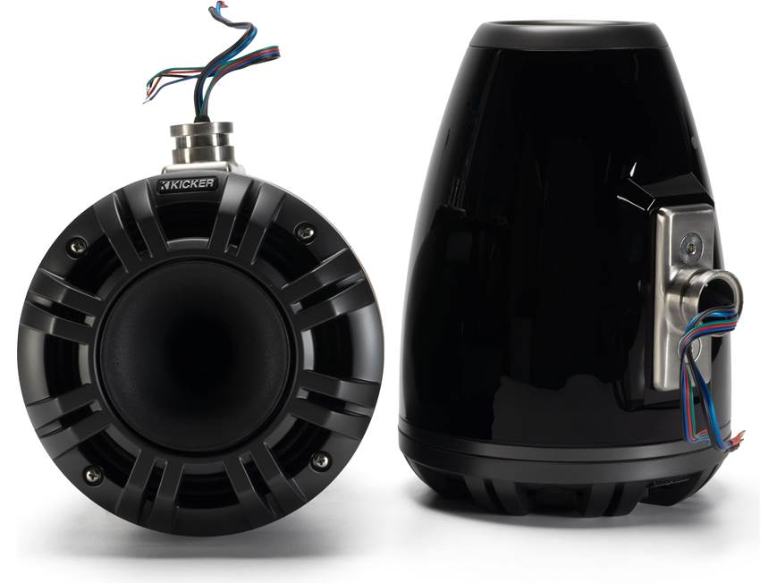 Kicker 51KMTCXL65W 6.5" marine wakeboard tower speakers with RGB lighting (Black)