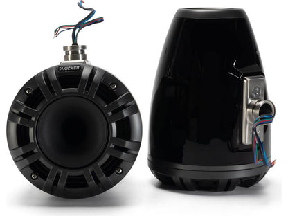 Kicker 51KMTCXL65W 6.5" marine wakeboard tower speakers with RGB lighting (Black)