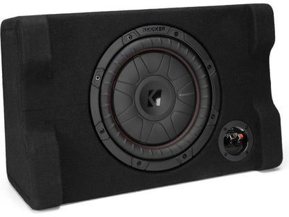 Kicker 52CVTDF102 Sealed downward-firing enclosure with 10" 2-ohm shallow-mount subwoofer