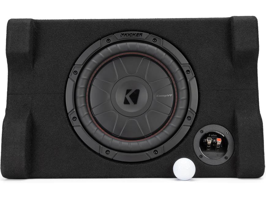Kicker 52CVTDF102 Sealed downward-firing enclosure with 10" 2-ohm shallow-mount subwoofer