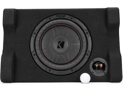 Kicker 52CVTDF102 Sealed downward-firing enclosure with 10" 2-ohm shallow-mount subwoofer