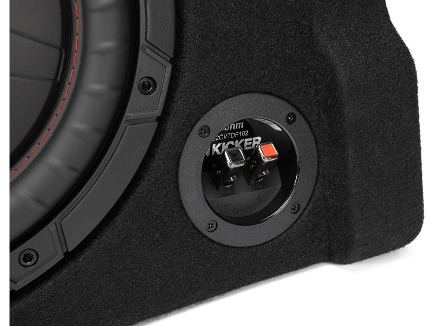 Kicker 52CVTDF102 Sealed downward-firing enclosure with 10" 2-ohm shallow-mount subwoofer