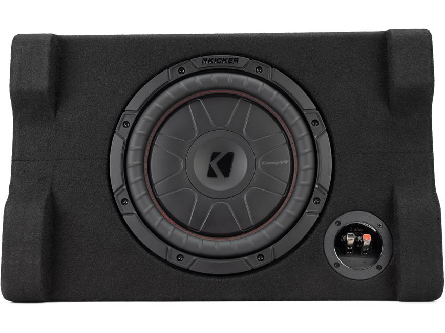 Kicker 52CVTDF102 Sealed downward-firing enclosure with 10" 2-ohm shallow-mount subwoofer