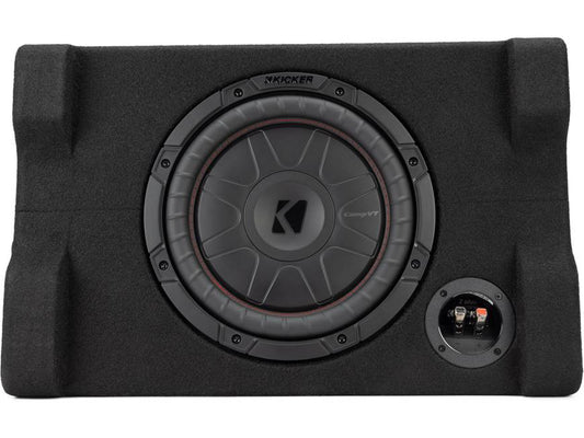 Kicker 52CVTDF102 Sealed downward-firing enclosure with 10" 2-ohm shallow-mount subwoofer