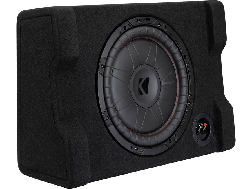 Kicker 52CVTDF122 Sealed downward-firing enclosure with 12" 2-ohm shallow-mount subwoofer