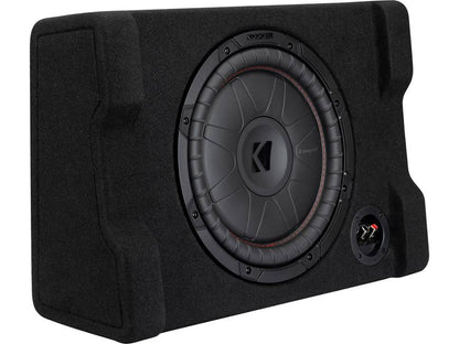 Kicker 52CVTDF122 Sealed downward-firing enclosure with 12" 2-ohm shallow-mount subwoofer