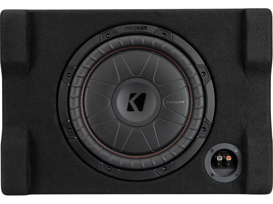 Kicker 52CVTDF122 Sealed downward-firing enclosure with 12" 2-ohm shallow-mount subwoofer