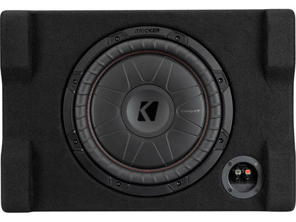 Kicker 52CVTDF122 Sealed downward-firing enclosure with 12" 2-ohm shallow-mount subwoofer