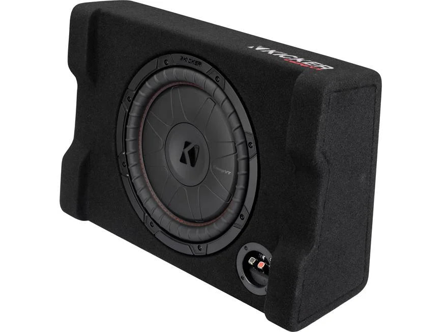 Kicker 52CVTDF122 Sealed downward-firing enclosure with 12" 2-ohm shallow-mount subwoofer
