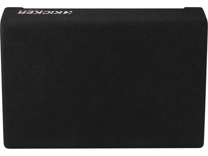 Kicker 52CVTDF122 Sealed downward-firing enclosure with 12" 2-ohm shallow-mount subwoofer