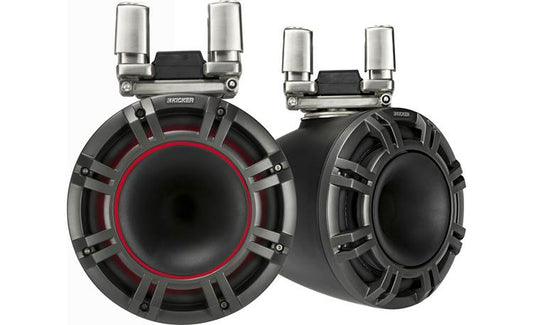 Kicker 44KMTC94 9" wakeboard tower speakers with LED grilles (Black)