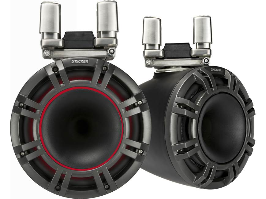 Kicker 44KMTC94 9" wakeboard tower speakers with LED grilles (Black)