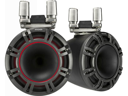 Kicker 44KMTC94 9" wakeboard tower speakers with LED grilles (Black)
