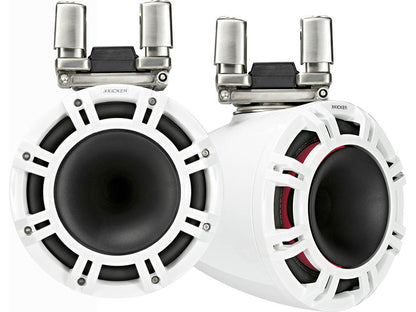 Kicker 44KMTC94W 9" wakeboard tower speakers with LED grilles (White)
