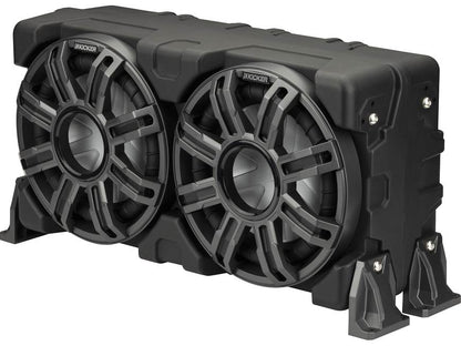 Kicker 51MWLE102 Premium M-Class weatherproof sealed enclosure with one 10" 2-ohm marine subwoofer and one 10" passive speaker