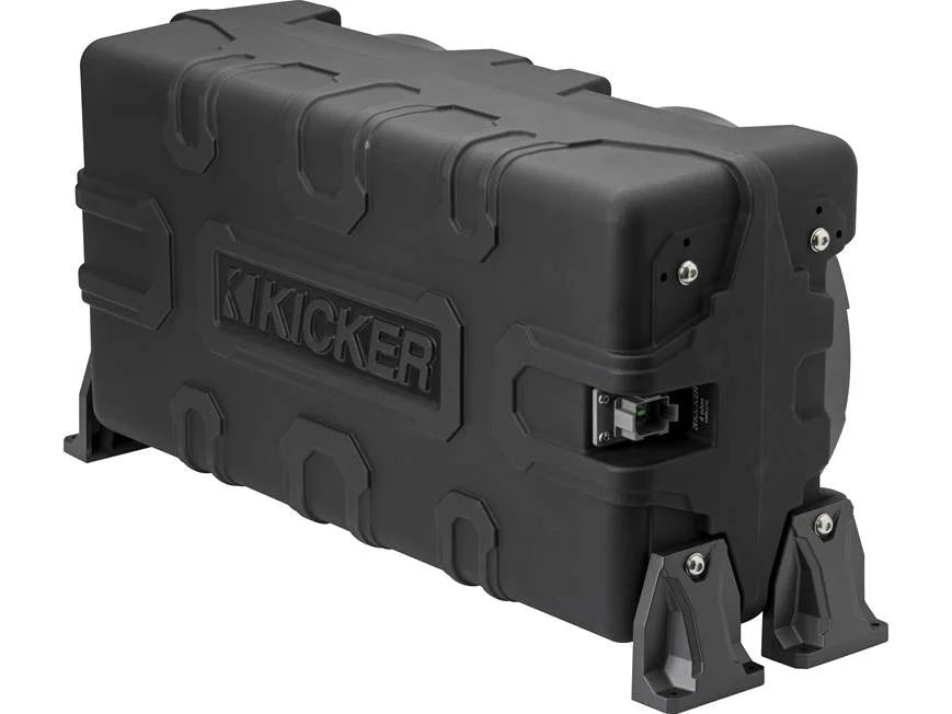 Kicker 51MWLE102 Premium M-Class weatherproof sealed enclosure with one 10" 2-ohm marine subwoofer and one 10" passive speaker