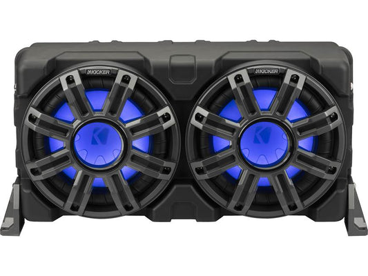 Kicker 51MWLE102 Premium M-Class weatherproof sealed enclosure with one 10" 2-ohm marine subwoofer and one 10" passive speaker