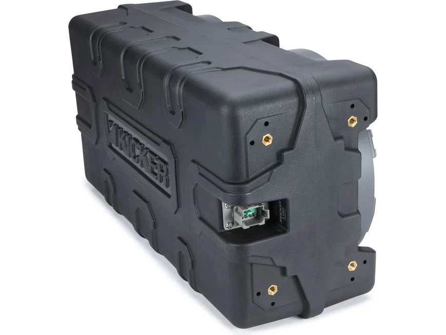 Kicker 51MWLE104 Premium M-Class weatherproof sealed enclosure with one 10" 4-ohm marine subwoofer and one 10" passive speaker
