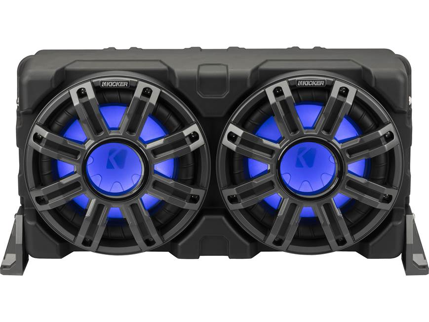 Kicker 51MWLE104 Premium M-Class weatherproof sealed enclosure with one 10" 4-ohm marine subwoofer and one 10" passive speaker