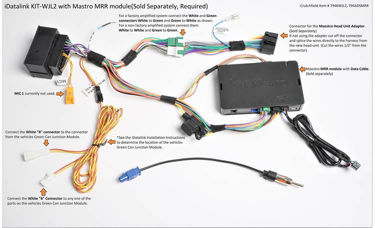 Maestro KIT-WJL2 Dash Kit Install and connect an iDatalink-compatible car stereo in select 2018-up Jeep vehicles — MRR or MRR2 module also required