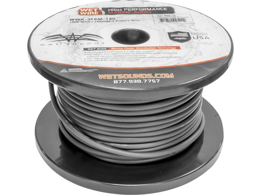 Wet Sounds WWX-3PRM Wet Wire Marine grade 3-conductor 18-gauge primary wire — priced by the foot
