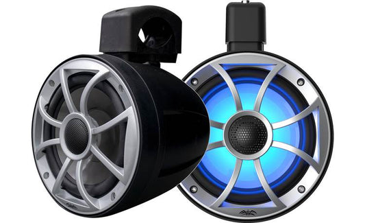 Wet Sounds RECON 6 POD-B 6-1/2" wakeboard tower speakers (Black w/ Open Silver Grille)