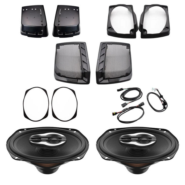 Hertz HD13H 6x9: Compatible with 98-13 Road Glide and Street Glide Saddle Bag Lid Kit with Speaker Harness and SX690 NEO.1 3- Way Speakers